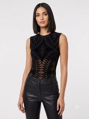 Ronny Kobo Black Bodysuit See Through - Thong - Size XS